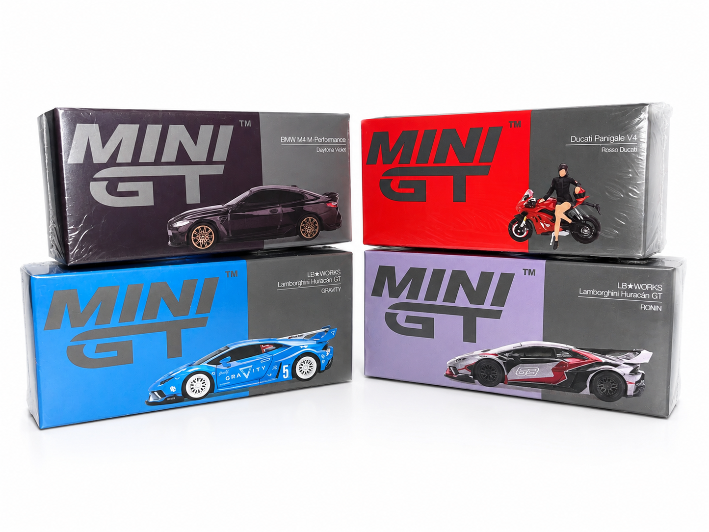 set of 4 mini gt ducati 682 mini gt bmw 1112 mini gt lambo 1055 gravity lambo ronin 1177